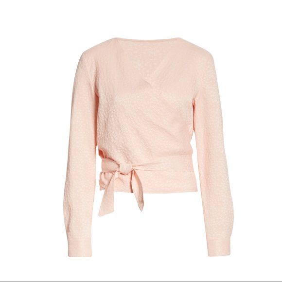 NEW SAMSØE SAMSØE PINK FLORAL JACQUARD WRAP TOP - Picture 8 of 8